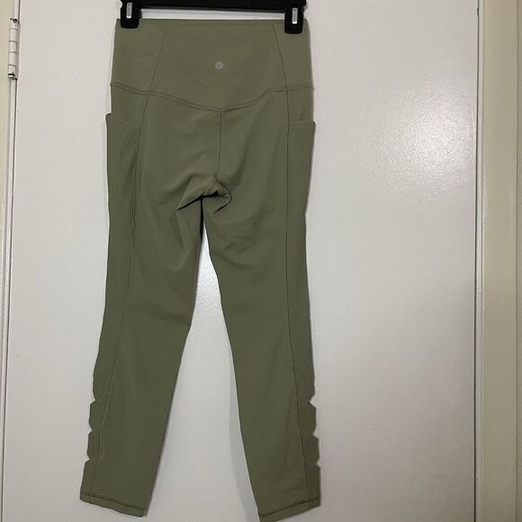 Athleta Leggings Salutation Stash Pocket II Cutout 7/8 Crop Athletic Green small - Picture 6 of 8